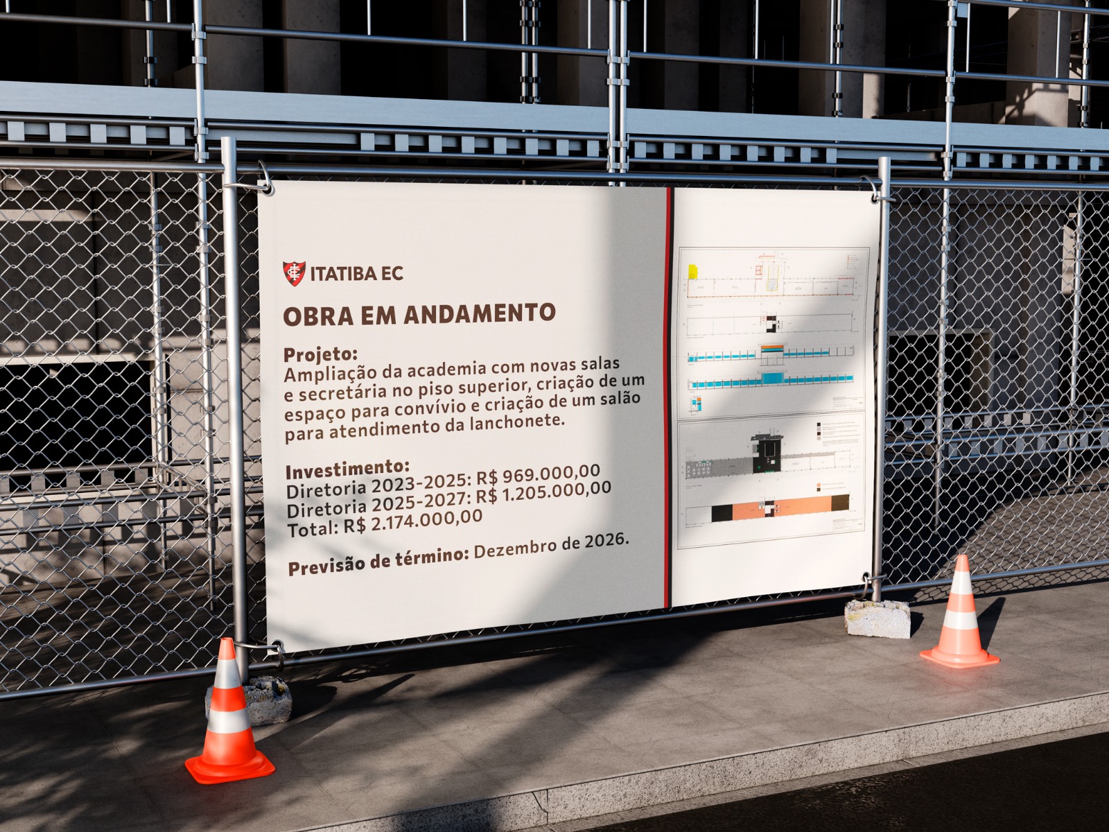 Obra em andamento - Academia - 2026