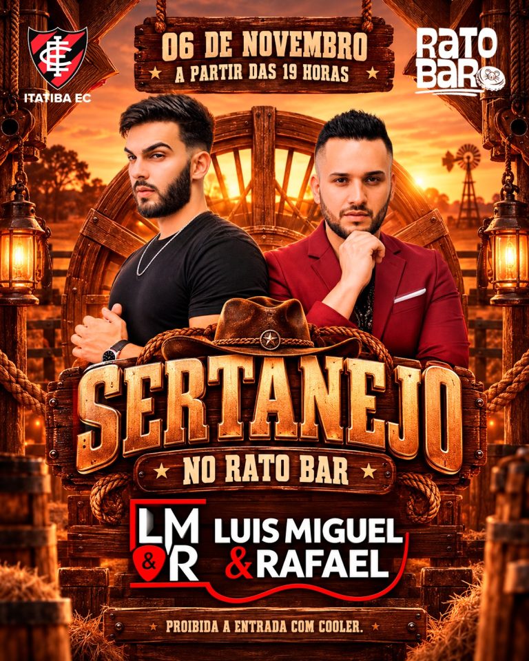 Sertanejo no Rato Bar com Luis Miguel & Rafael, 6 de novembro, a partir das 19h, no Itatiba EC